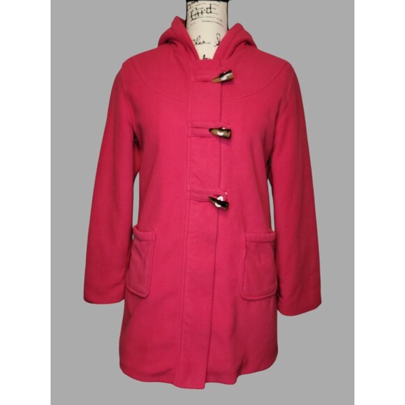 Old Navy Girls XL Pink Toggle Button Peacoat Hooded Faux Fur Full Zip Winter - Picture 1 of 10